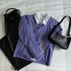 Vintage cotton purple v-neck sweater